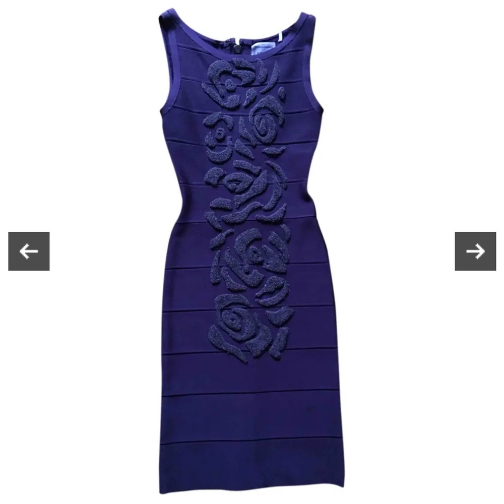 Herve Leger Purple Bandage Midi Dress